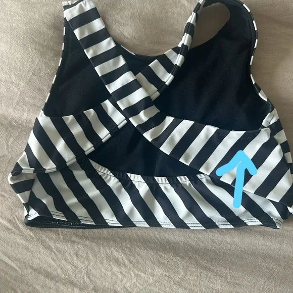 Albion Black and White Striped Crop Top swimmer - Picture 2 of 2